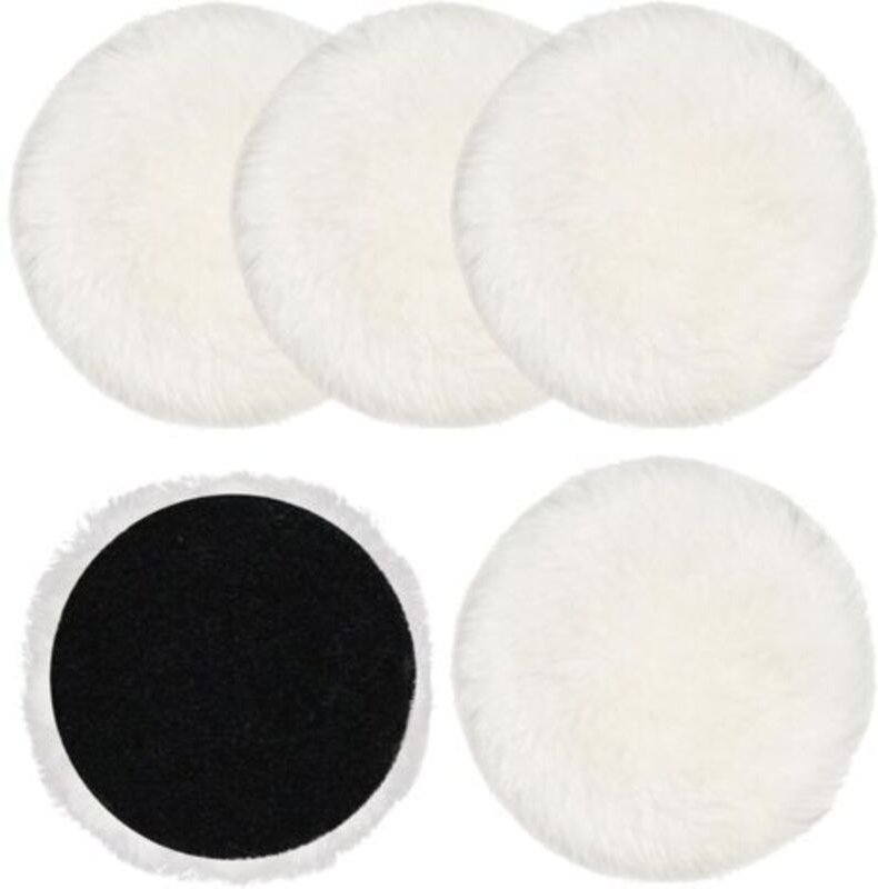 5er-Pack 125-mm-Polierpads aus Wolle, Polierhauben für Exzenterschleifer mit , Korkböden