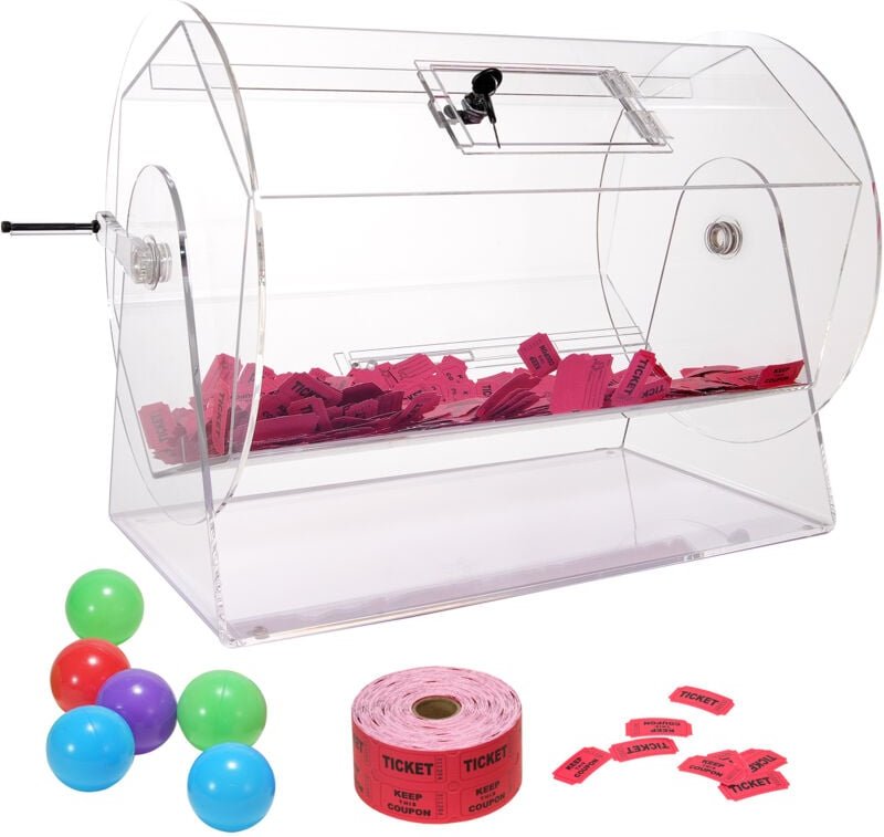 Mophorn - Acryl-Tombola, fasst 10.000 Lose oder 300 Bälle, transparenter Drehkäfig für Lotteriespiele, professionelle To...