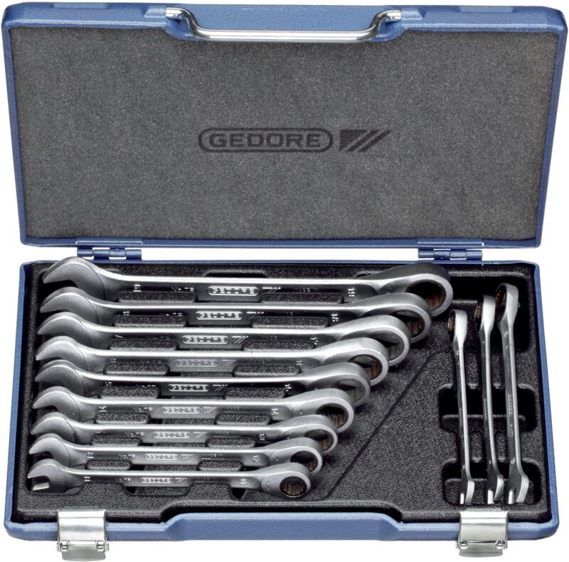 Maulschlüsselsatz mit Ringratsche 12-tlg 8-19mm,7 R-012,2297442 - Gedore