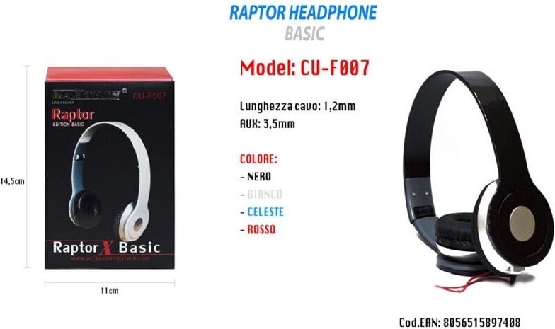 Maxtech - Trade Shop - Tragbare Kopfhörer 3,5 mm pc Computer Mac Notebook MP3 Musik Edition Basic CU-F007 -