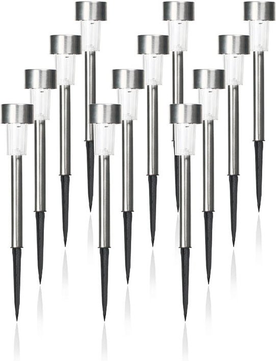 Gotrays - Set mit 12 warmen Solarleuchten aus Edelstahl (4,5 x 29,5 cm)