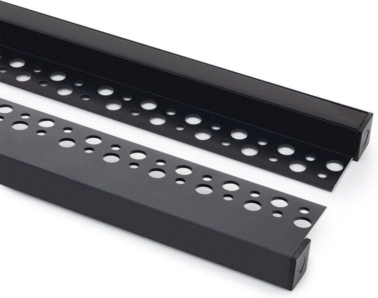Aluminiumprofil Integrierung in Gips/Pladur für LED Streifen bis 8 mm Schwarz 2 m Schwarz transluzent