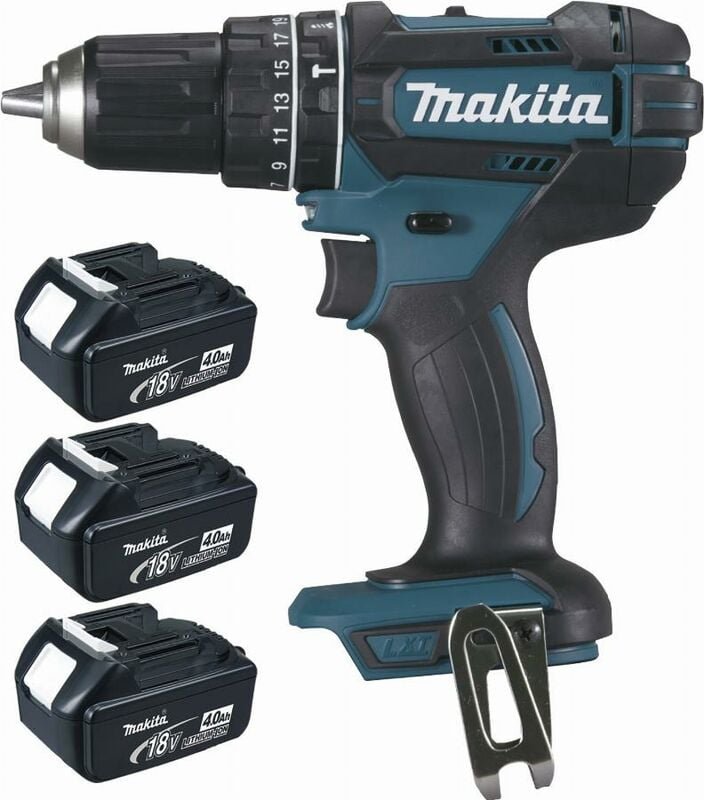 Schlagbohrmaschine 18 v Li-Ion 4 Ah ø 13 mm (3 Batterien) Makita 3 Batterien, Ladegerät, Koffer - DHP482RM3J