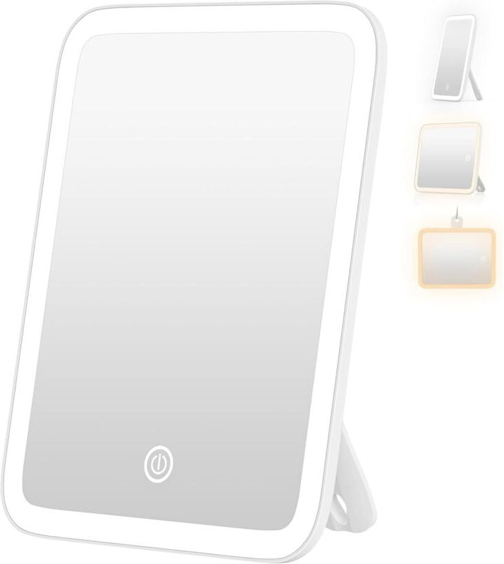 Jalleria - Kosmetikspiegel mit Beleuchtung, wiederaufladbarer tragbarer Spiegel, Make-up-Spiegel, faltbarer Reisespiegel...
