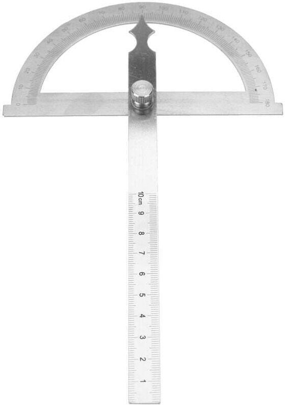 Edelstahl-Winkelmesser, Goniometer, 0–180 Grad, Winkelsucher, 15 cm, Lineal, 120 x 150 mm