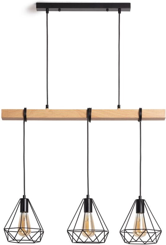 Pendelleuchte Metall Sardo 3 Spots Schwarz