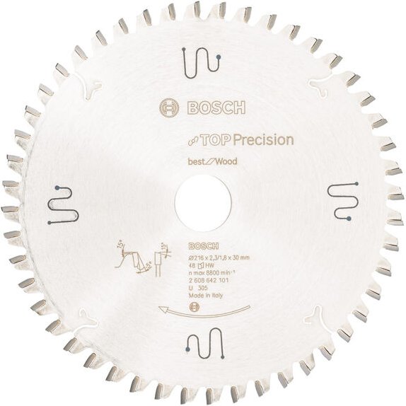 Kreissägeblatt Top Precision Best for Wood, 216 x 30 x 2,3 mm, 48 - Bosch