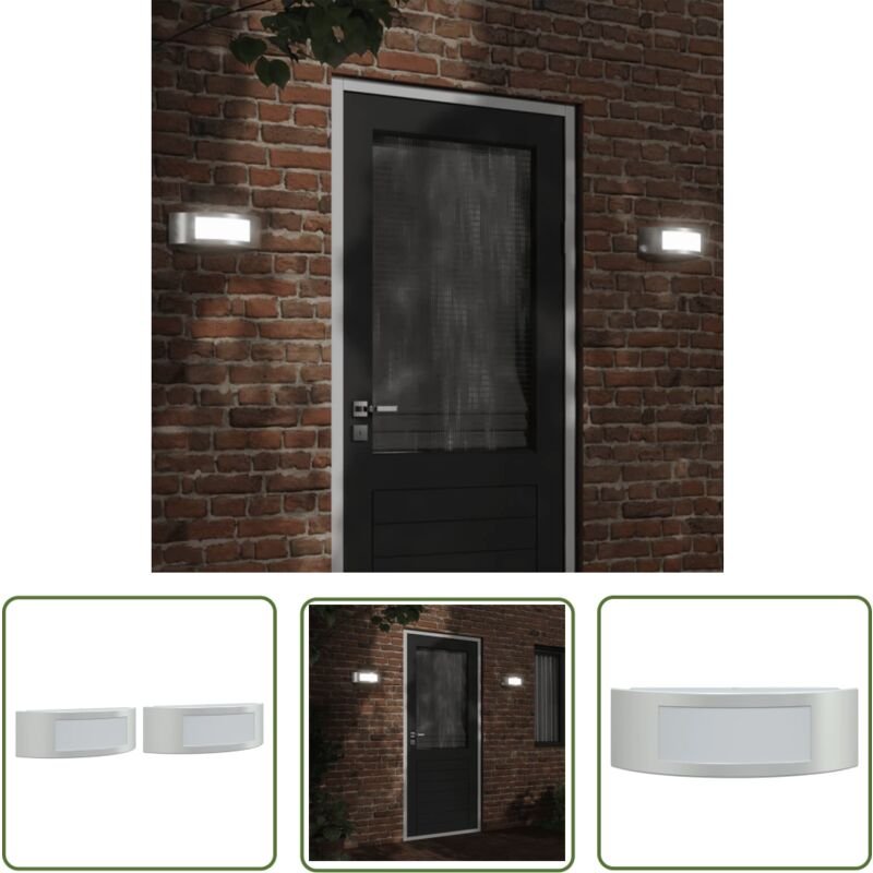 Außenwandleuchten 2 Stk. Silbern Edelstahl - Gartenbeleuchtung - led Wandleuchte - Außeleuchte - Edelstahl Lampe - Wette...