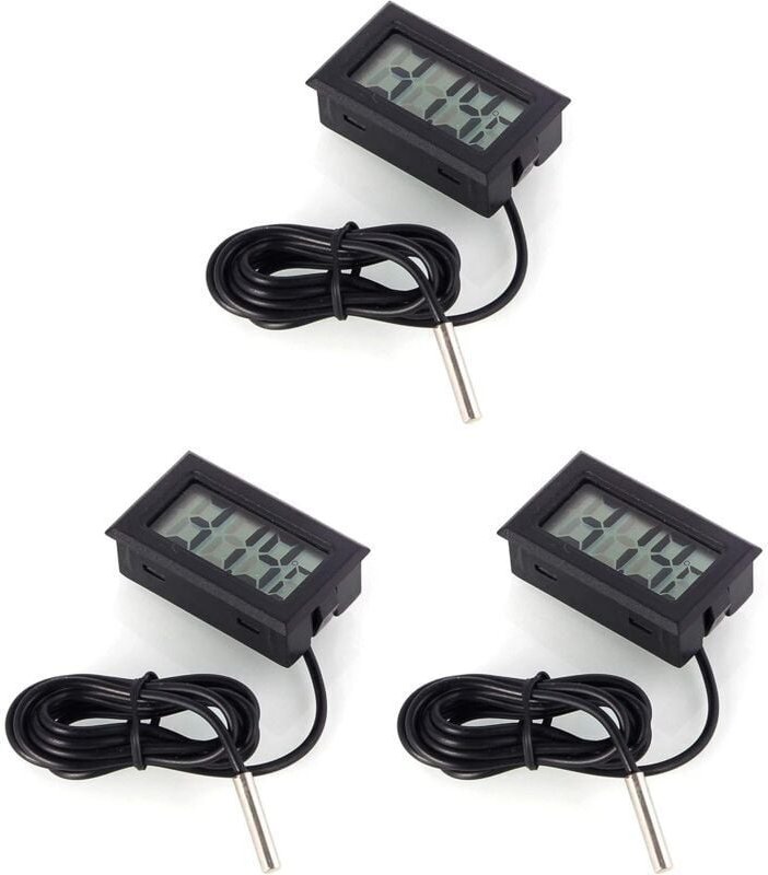 Ymyny - Digitaler Temperaturmonitor LCD-Thermometer mit externer Sonde für Kühl- und Gefrierschrank Acuario - Schwarz mu...