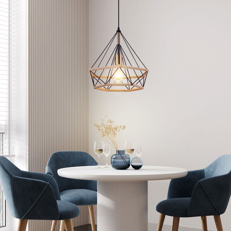 Etc-shop - Retro Decken Pendel Strahler Hanfseil Lampe braun Ess Wohn Zimmer Hänge Leuchte