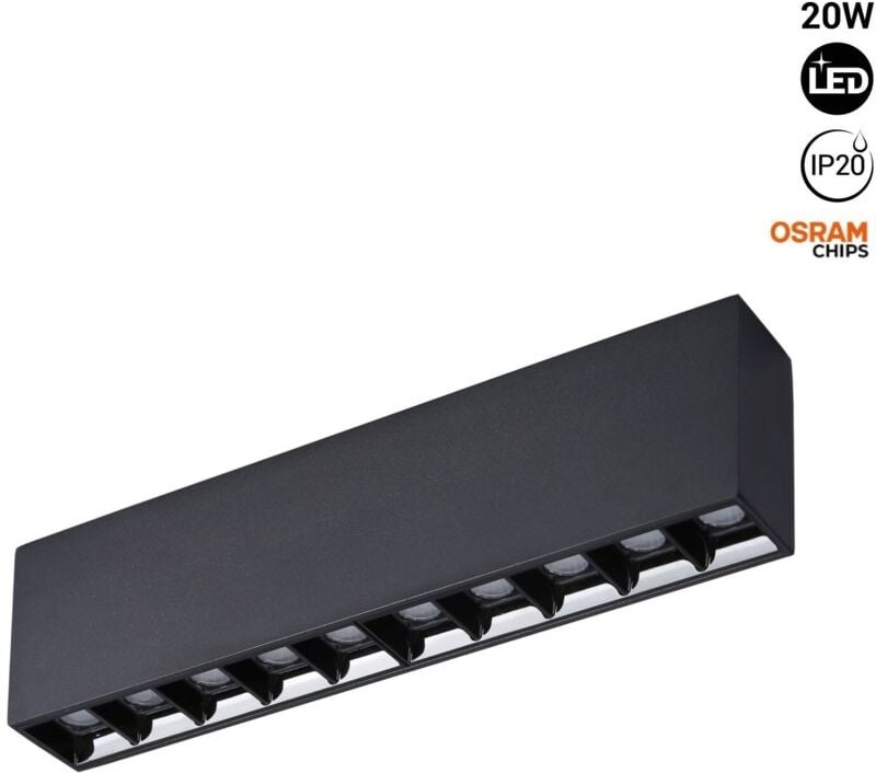 LED-Leuchte schwarz - 20W - UGR18 - CRI90 - osram LEDs