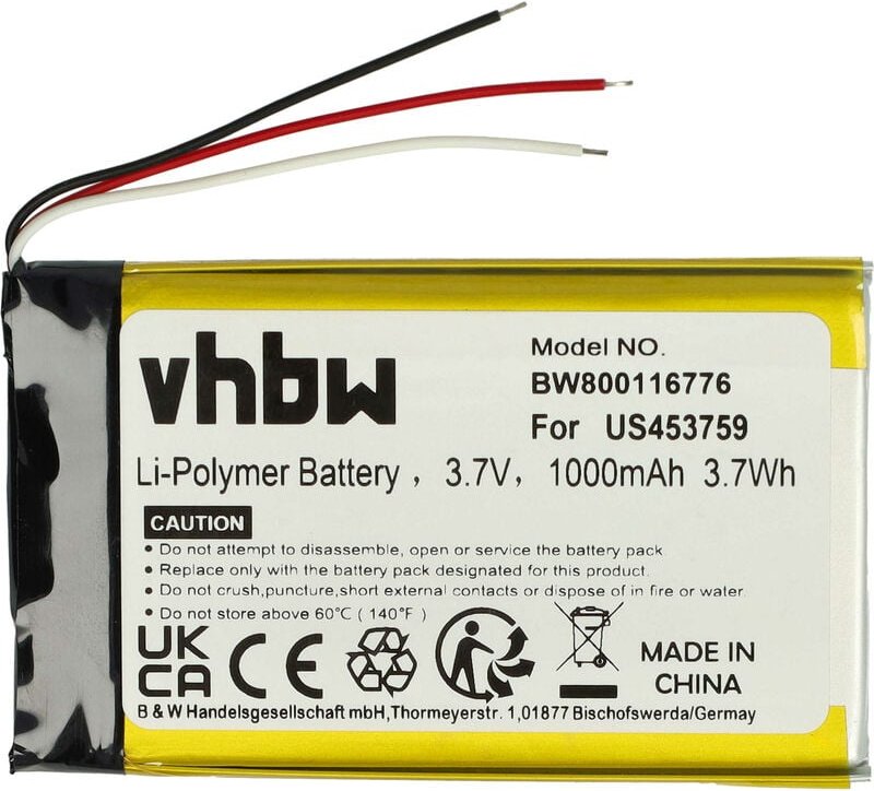 Vhbw - Akku kompatibel mit Sony Walkman NWZ-ZX1 MP3-Player Musik Player (1000mAh, 3,7V, Li-Polymer)