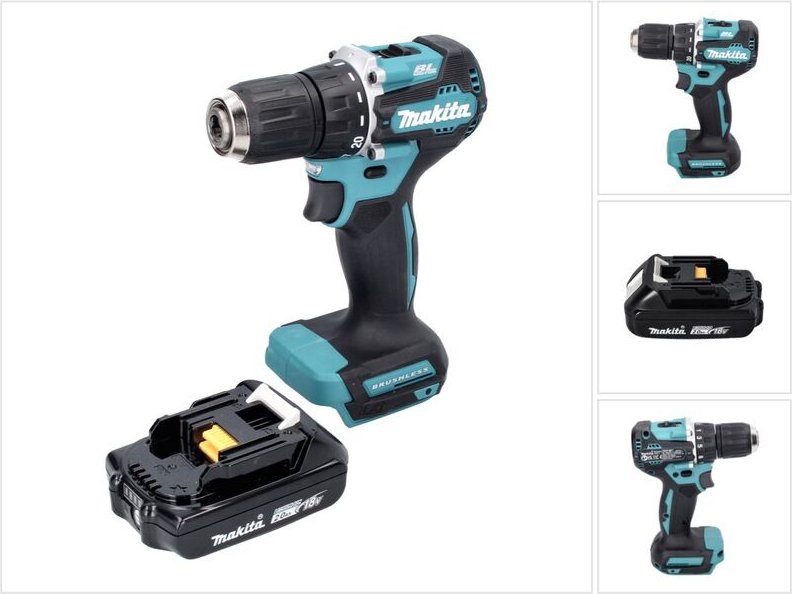 Makita DDF 487 A1 Akku Bohrschrauber 18 V 40 Nm Brushless + 1x Akku 2,0 Ah - ohne Ladegerät