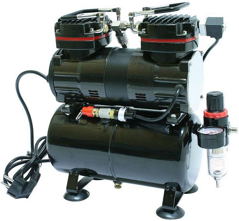 Bc-elec - TC-90T Kompressor Airbrush Doppelzylinder 190W 0-4bar Modell AS196 mit Lufttank