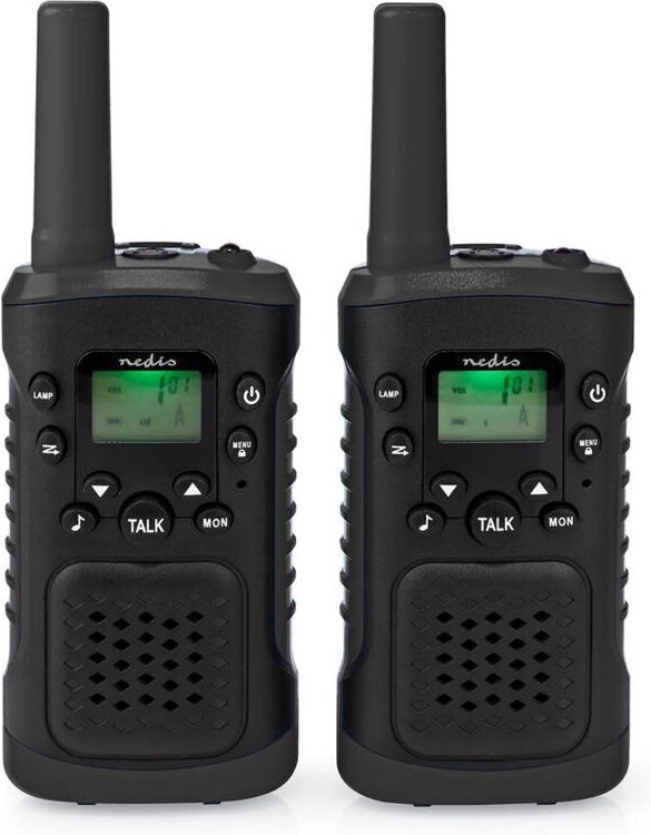 Walkie talkie set 2 handeinheiten bis zu 6 km frequenzkanale 8 ptt vox bis zu 3 stunden kopfhorerbuchse 2 headset schwar...