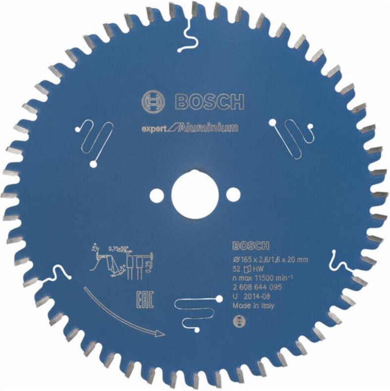 Kreissägeblatt Expert for Aluminium, 165 x 20 x 2,6 mm, 52 Zähne - Bosch