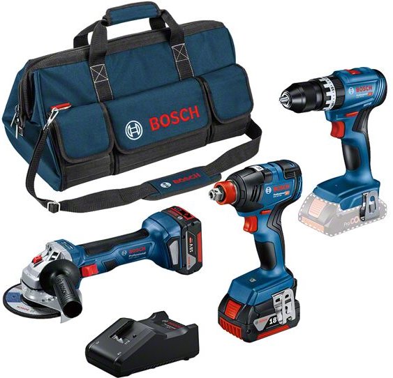 Bosch - Maschinen-Set 18 Volt: gsb, gdx, gws, 2x 5,0 Ah + Ladegerät in Tasche