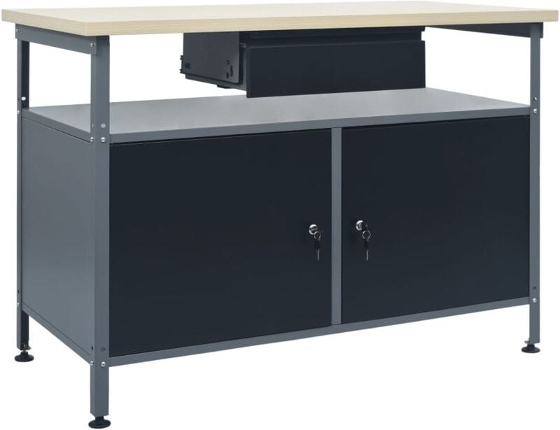 Werkbank Schwarz 120x60x85 cm Stahl - Vidaxl
