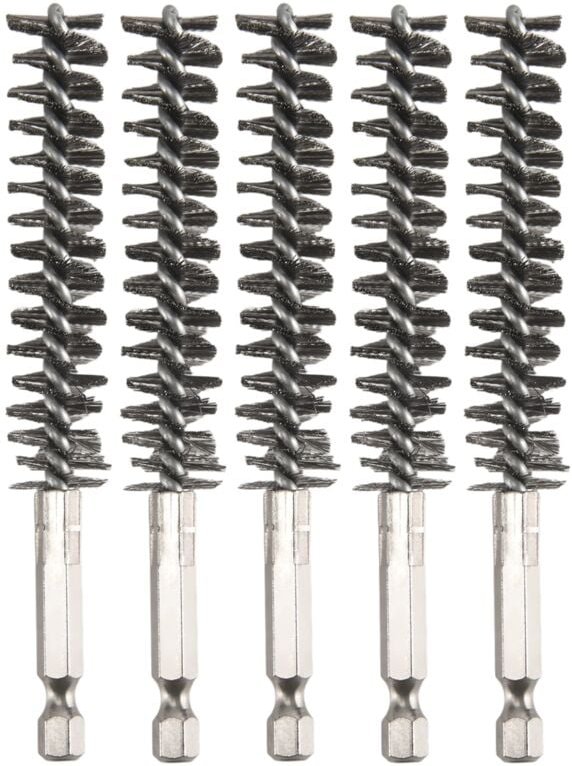 zum Reinigen von Löchern in Edelstahl mit elektrischer Bohrmaschine und Sechskantgriff