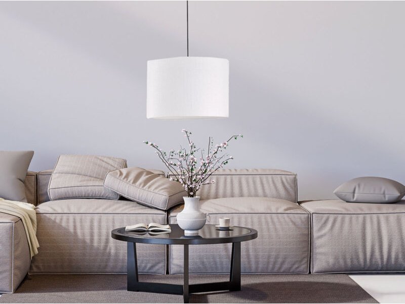 Pendelleuchte vigo mit Lampenschirm Leinen Weiß, ø 30cm