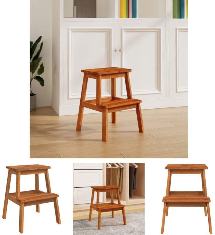 The Living Store - Tritthocker mit 2 Stufen 40x38x50 cm Massivholz Akazie - Klappstühle & Hocker - Braun