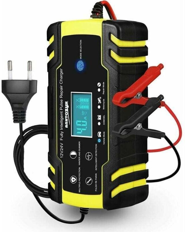 Intelligentes Autobatterieladegerät, 12 V 8 A / 24 V 4 A, LCD-Touchscreen, kompatibel mit Auto- und Motorradbatterien vo...