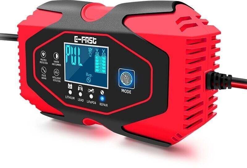 12V 6A Lithium-Batterieladegerät – 7-stufige automatische Ladung – Überladeschutz – Kompatibel mit Blei-Säure- und Lithi...
