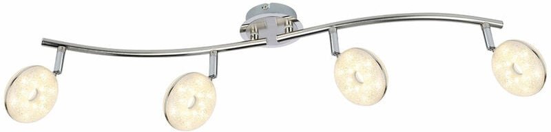 Led Spotleiste 4 Strahler Deckenleuchte schwenkbar Deckenlampe Modern, Chrom Glaskristalle, 4x 6W 475Lm warmweiß, LxH 70...