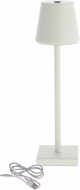 Metall led Akku Tischleuchte für Außen warm weiß 38 x 12 cm - weiß - Outdoor Touch Leuchte Nachttischlampe Schreibtischl...