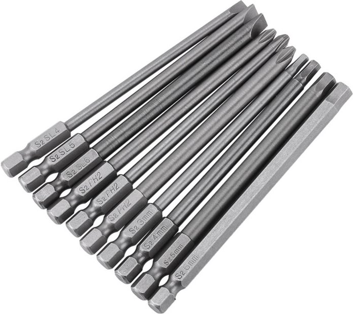 Eosnow 10 Stück 1/4 Zoll Sechskantschaft 100 mm lang magnetischer BST-Schraubendreher-Bit-Satz (Schlitz + Kreuzsechskant...