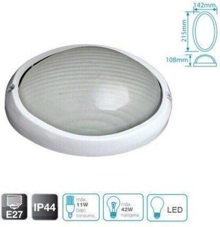 Halbovale Wandleuchte aus Aluminium E27 IP44 GSC 0700454