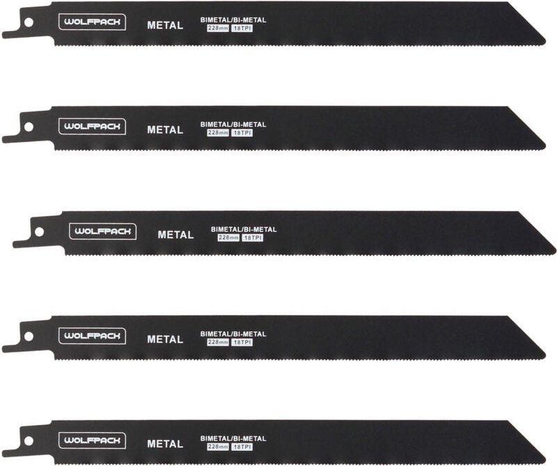 Säbelsägeblatt für Metalle 228 mm. 18 Tpi. 5 Stücke. Eisensäge Aluminium, Kupfer, Kunststoff
