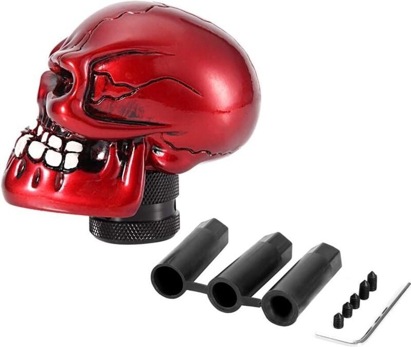 Linghhang - Universeller Schaltknauf in Totenkopfform (rot), universeller Schaltknauf für den Auto-Knochen-Umbau
