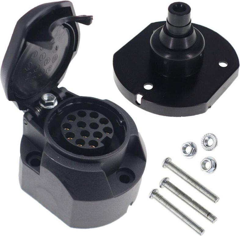 13-poliger Anhängerstecker, 13-polige Anhängersteckdose mit Gummidichtung, 12 V wasserdichter Anhängersteckerstecker für...