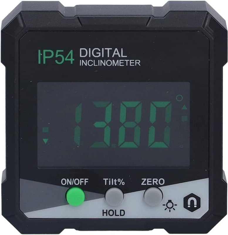 Tonchean - 4x90° Tragbarer digitaler Neigungsmesser mit LCD-Hintergrundbeleuchtung, digitaler Winkelmesser, einseitiger ...