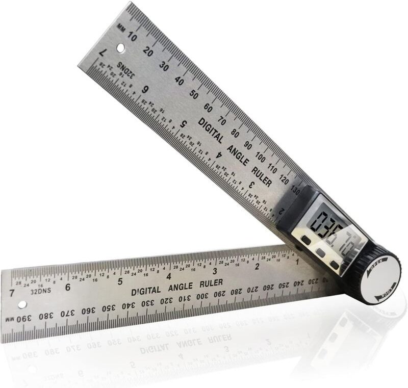 Digitaler Winkelmesser Nr. 400 mm – Edelstahl, LCD-Anzeige, Nullstellung, mm/Zoll