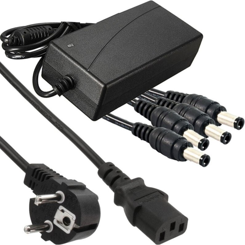 Trade Shop Traesio - Trade Shop - 12V 5A Transformator stabilisierte Stromversorgung 4 DVR-Kameras Ausgängen Streifen -