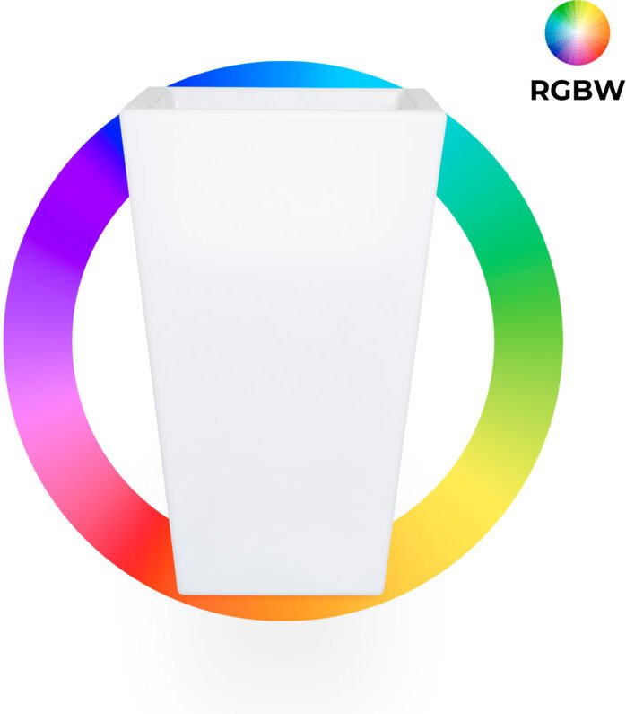 Quadratischer LED-Pflanzkübel RGBW - 24W - Aufladbar -
