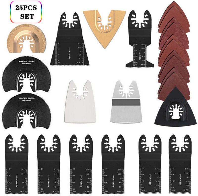 Zubehör-Set für Multi-Tool-Sägeblätter, 25-teiliges oszillierendes Multi-Tool-Zubehör, Universal-Sägeblatt für Fein Mult...