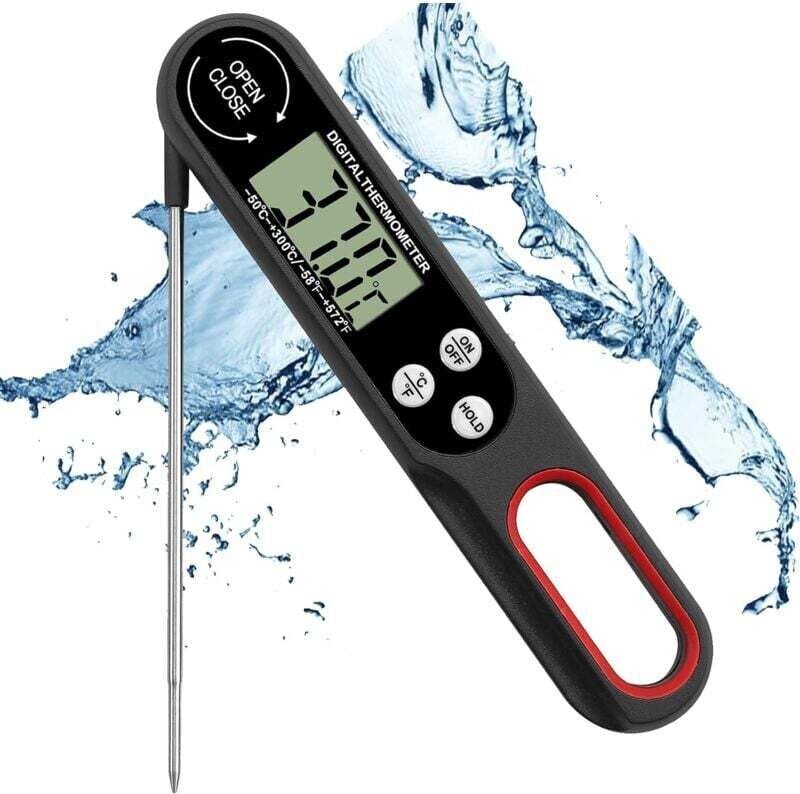 Shining House - Faltbares Fleischthermometer, digitales Küchenthermometer, Fleischthermometer mit großem LCD-Display und...