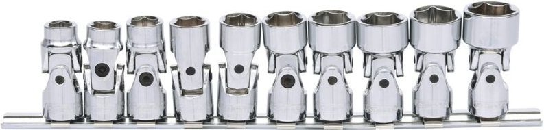 3/8" CHROMEplus Sechskant-Stecknuss-Satz mit Gelenk, 10-tlg10-19mm