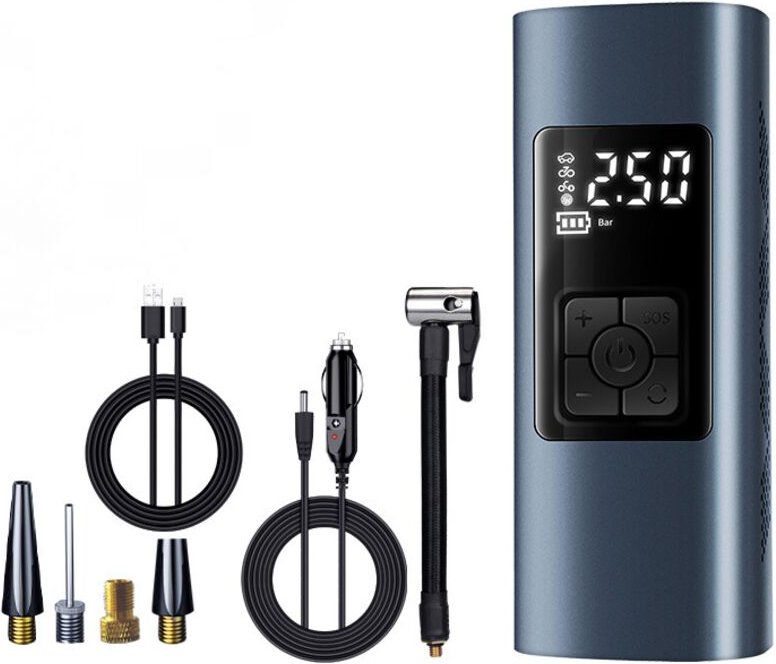 Tragbarer Mini-Luftkompressor mit 6000 mAh, elektrische Fahrradpumpe mit 150 PSI und digitalem LCD-Display