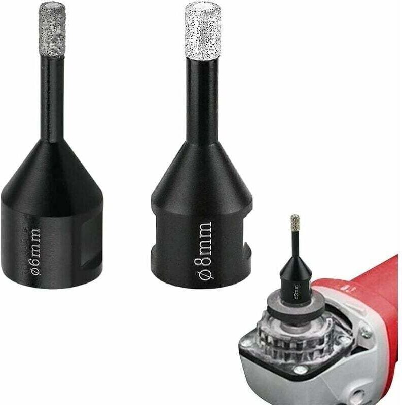 Shining House - Diamantbohrer, Fliesenbohrer, 2 Stück 6 mm/8 mm Bohrer mit M14-Gewinde, vakuumgelötete Bohrer zum Trocke...