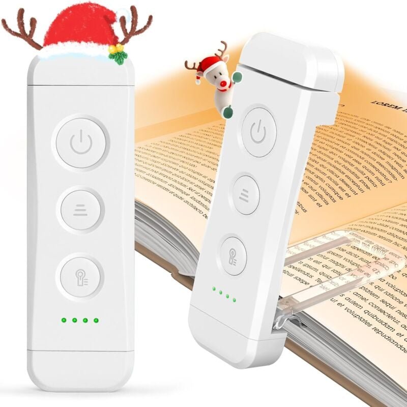 Jalleria - Wiederaufladbare Leselampe, Leselampe im Bett, 3 warme Farben x 5 Helligkeitseinstellungen, kompakt und langl...