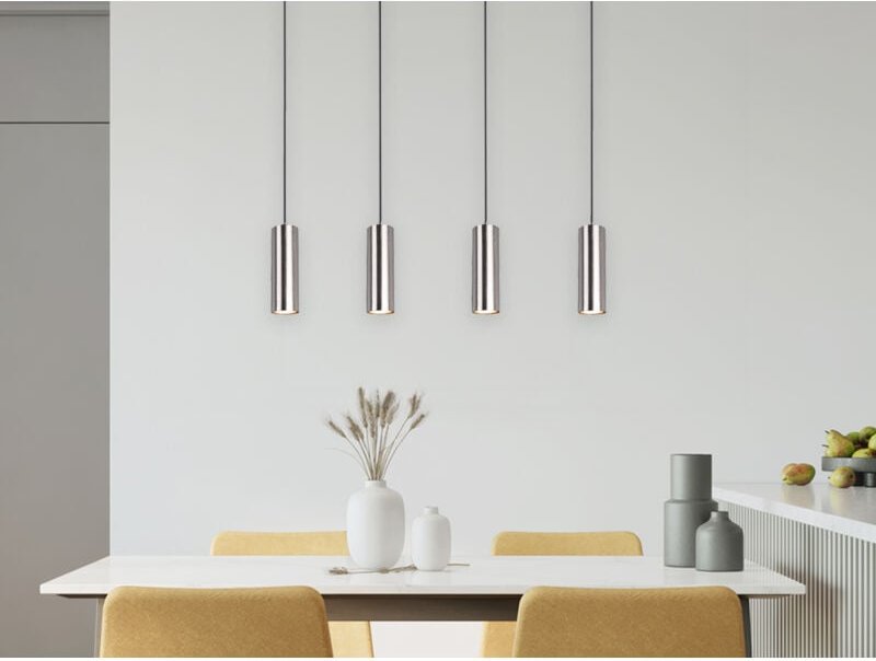 Pendelleuchte marley 4-flammig Metall Silber, Breite 75cm