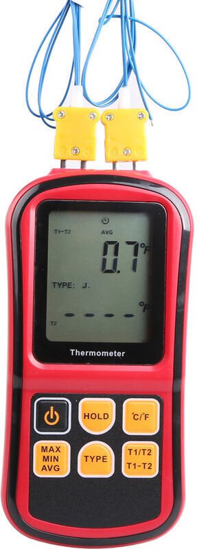 Thermoelement-Thermometer, Industriethermometer, Zweikanal-Thermometer – Temperaturtester – LCD-Hintergrundbeleuchtung