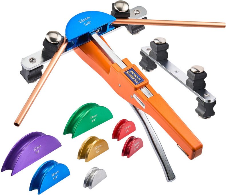 Mophorn Rohrbiegegerät, 6-22 mm, Rohrbieger bis 90°, Vorwärts, Biegemaschine mit 7 farbigen Biegebacken aus Aluminiumleg...