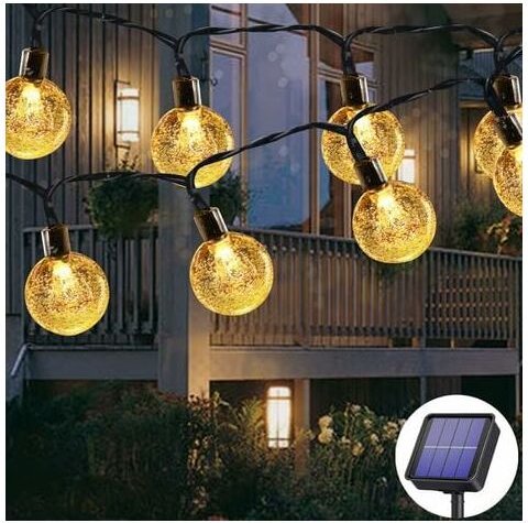 Solar-Lichterkette für den Außenbereich, 50 LEDs, 7 m, 8 Modi, solarbetrieben, wasserdicht, Außen-/Innenbeleuchtung für ...