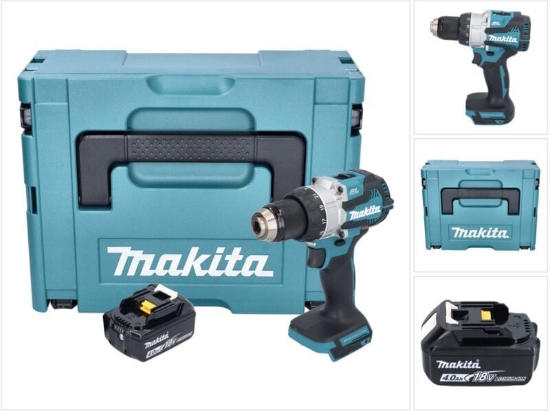 Dhp 489 M1J Akku Schlagbohrschrauber 18 v 73 Nm Brushless + 1x Akku 4,0 Ah + Makpac - ohne Ladegerät - Makita