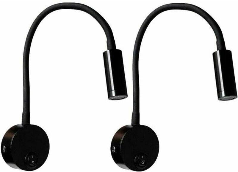 Thumbnail - 2-teilige schwarze 3-W-Wandleselampe, flexibel verstellbare Nackenleuchte aus Aluminium, Schreibtischlampe, Nachttischla...
